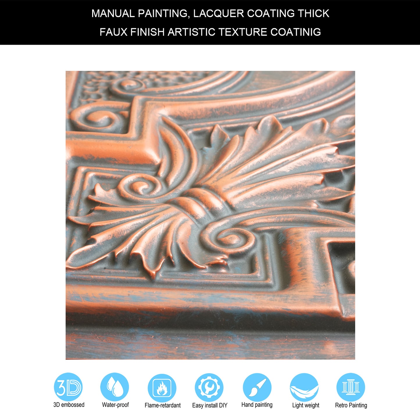 10tiles/lot DIY Faux Metal Ceiling Tile Panels for Café Bars, Studios and Artistic Interiors PL11