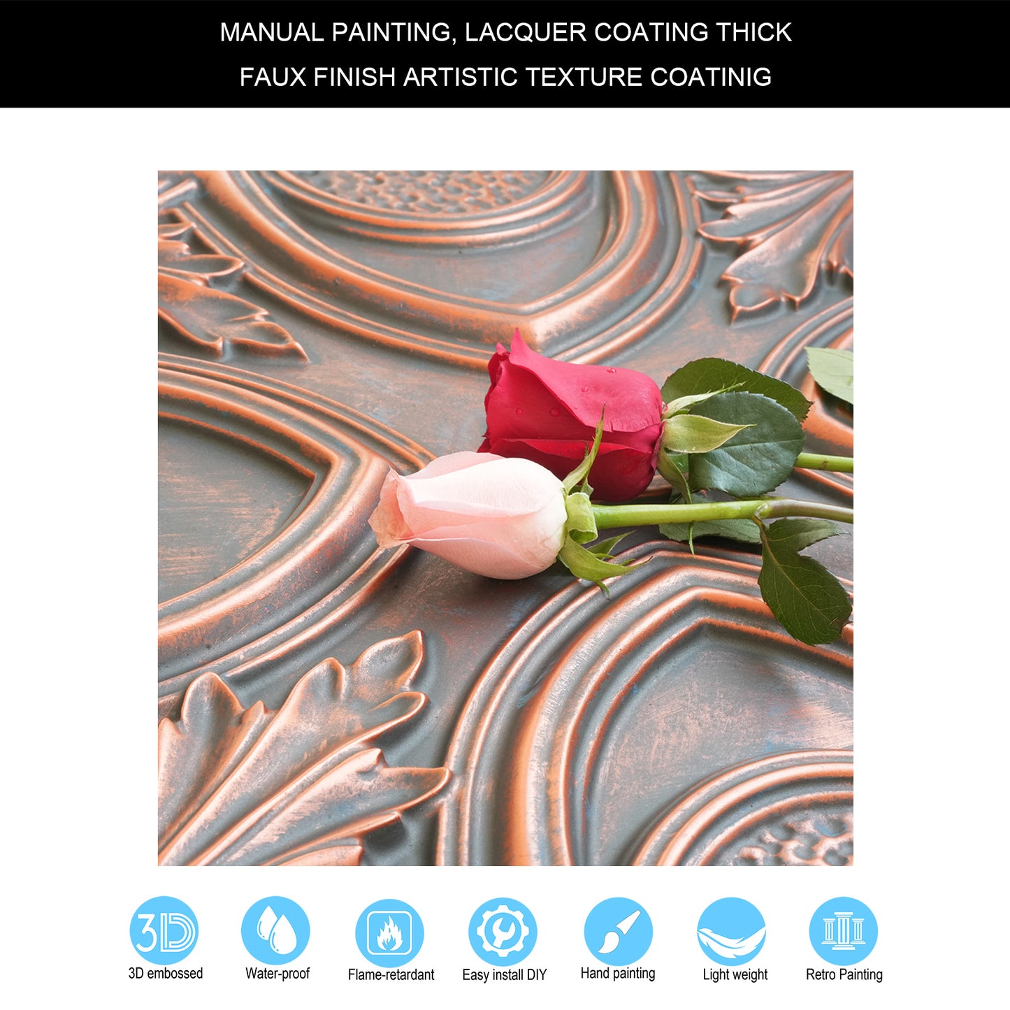 10tiles/lot DIY Faux Metal Ceiling Tile Panels for Café Bars, Studios and Artistic Interiors PL11