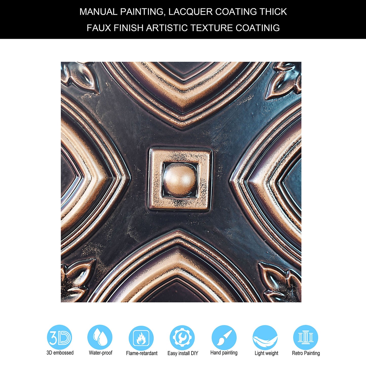 10tiles/lot DIY Faux Metal Ceiling Tile Panels for Café Bars, Studios and Artistic Interiors PL11