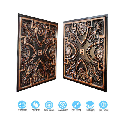 10tiles/lot DIY Faux Metal Ceiling Tile Panels for Café Bars, Studios and Artistic Interiors PL11