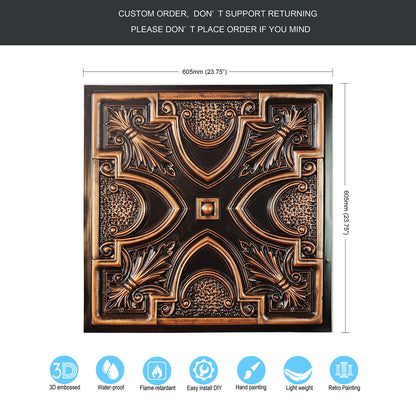 10tiles/lot DIY Faux Metal Ceiling Tile Panels for Café Bars, Studios and Artistic Interiors PL11