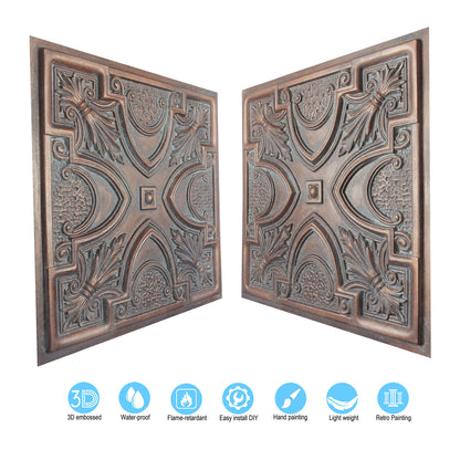 10tiles/lot DIY Faux Metal Ceiling Tile Panels for Café Bars, Studios and Artistic Interiors PL11