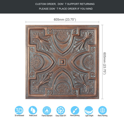 10tiles/lot DIY Faux Metal Ceiling Tile Panels for Café Bars, Studios and Artistic Interiors PL11