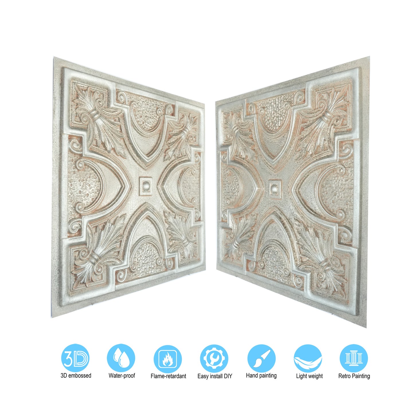 10tiles/lot Decorative Faux tin ceiling Tiles for Cocktail Bars, Lounges and Luxury Night Spots PL11