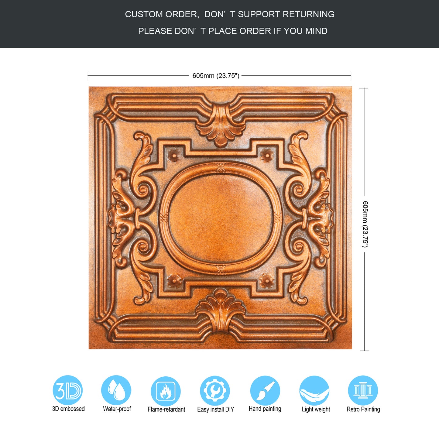 10tiles/lot Stylish Faux Tin Ceiling Tiles for Restaurants, Cafés, Hotels and Luxury Interiors PL15