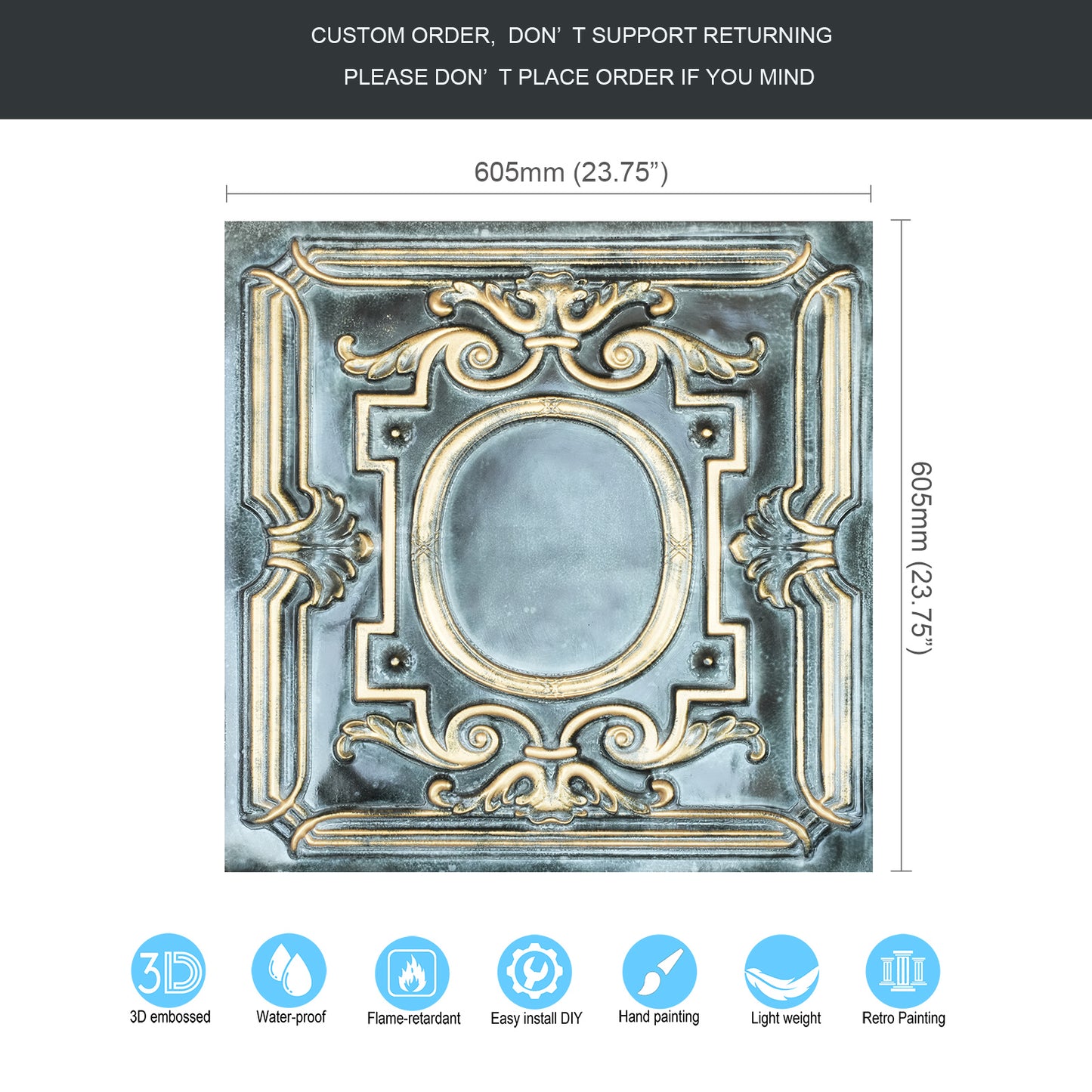 10tiles/lot Vintage Ceiling Panels for Guesthouses, Heritage Hotels and Classic Interior Styles PL15