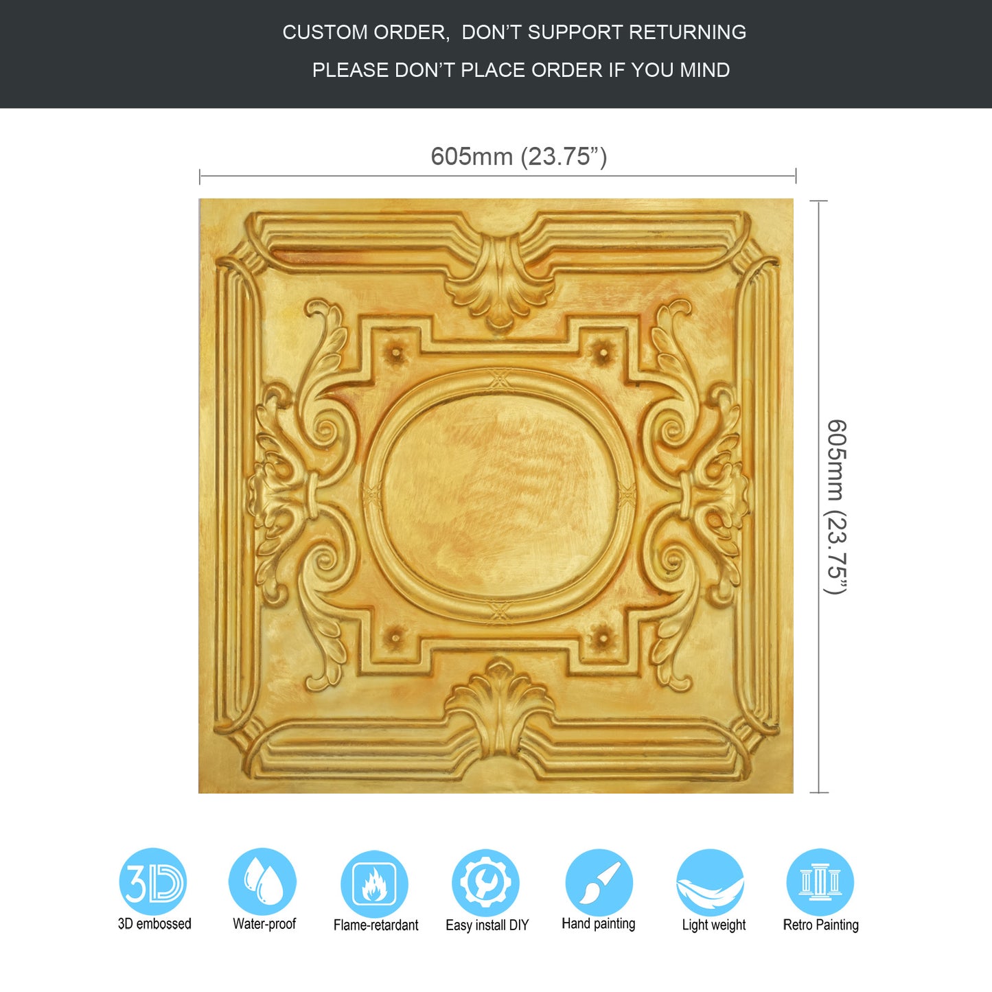 10tiles/lot Stylish Faux Tin Ceiling Tiles for Restaurants, Cafés, Hotels and Luxury Interiors PL15