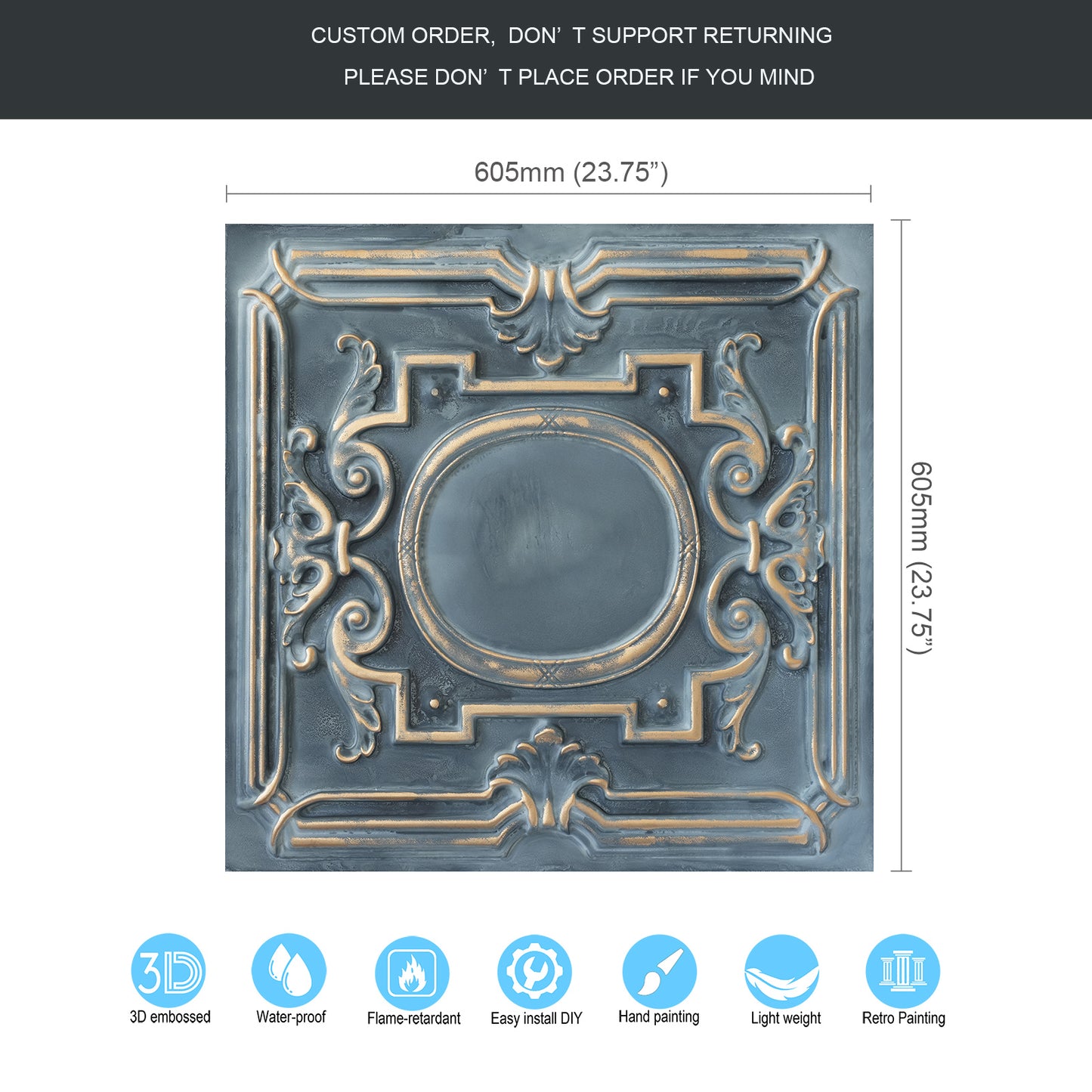 10tiles/lot Vintage Ceiling Panels for Guesthouses, Heritage Hotels and Classic Interior Styles PL15