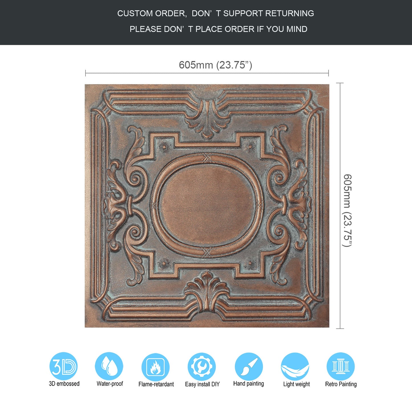 10tiles/lot Vintage Ceiling Panels for Guesthouses, Heritage Hotels and Classic Interior Styles PL15