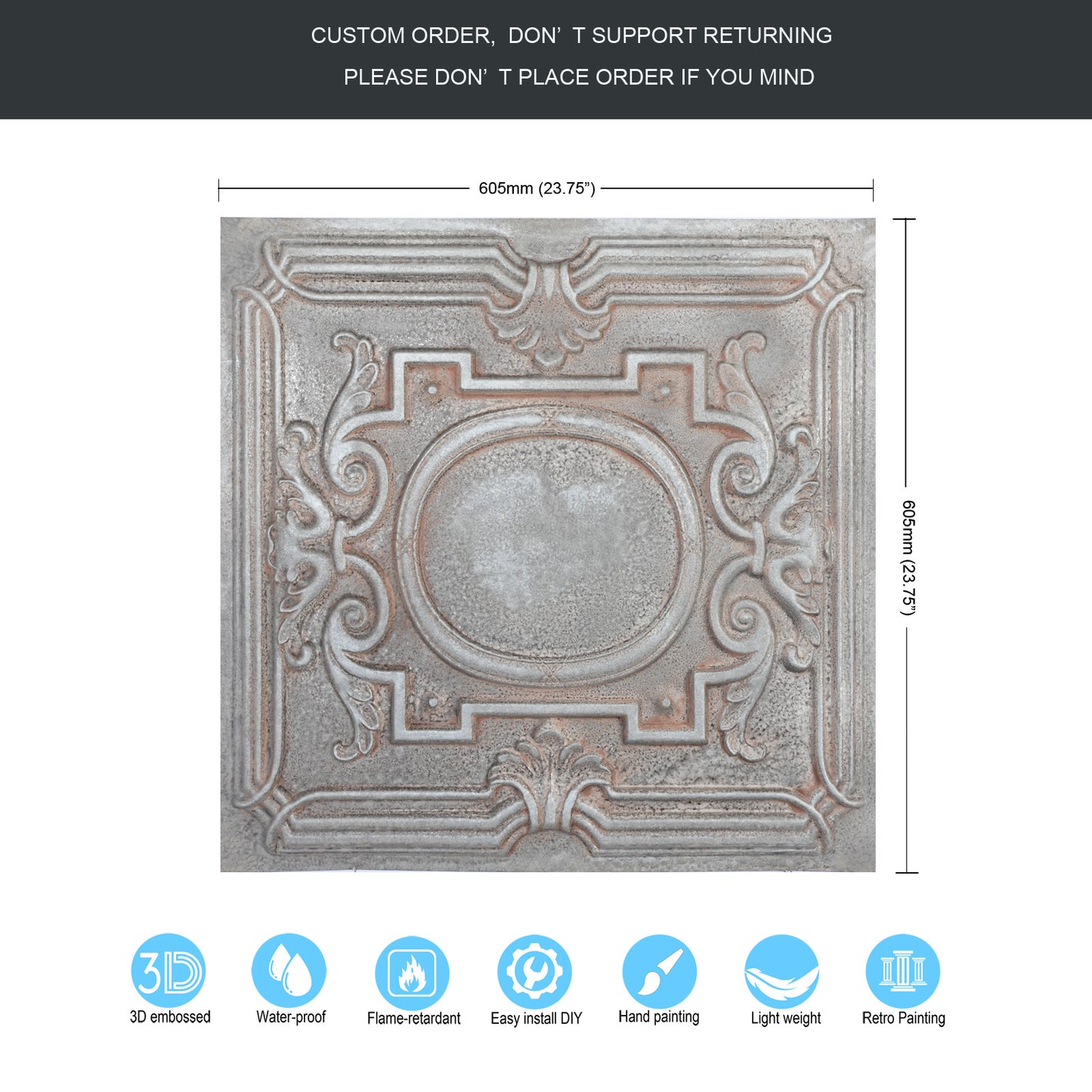 10tiles/lot Vintage Ceiling Panels for Guesthouses, Heritage Hotels and Classic Interior Styles PL15