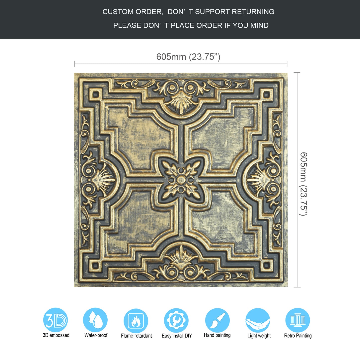 10tiles/lot Artistic Ceiling Tiles for Libraries, Museums, Craft Studios and Cultural Interiors PL16