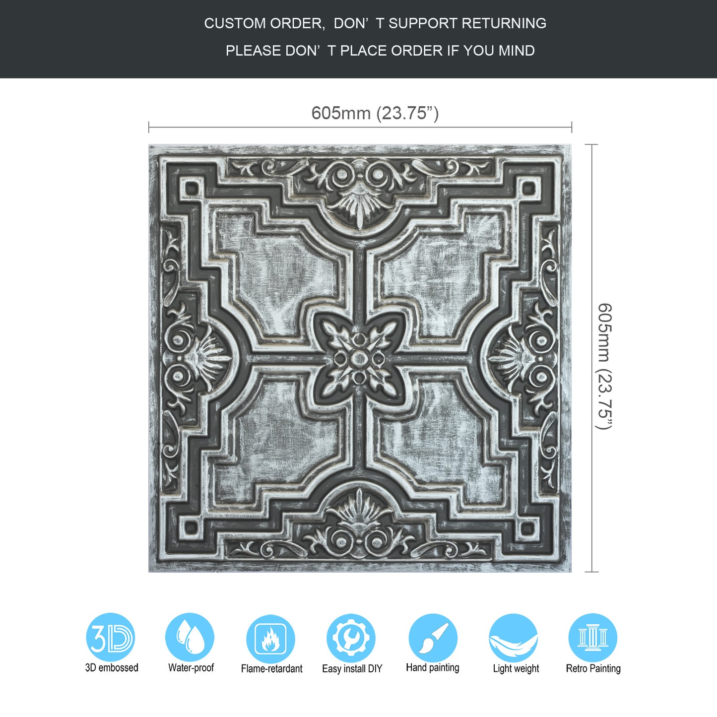 10tiles/lot Artistic Ceiling Tiles for Libraries, Museums, Craft Studios and Cultural Interiors PL16