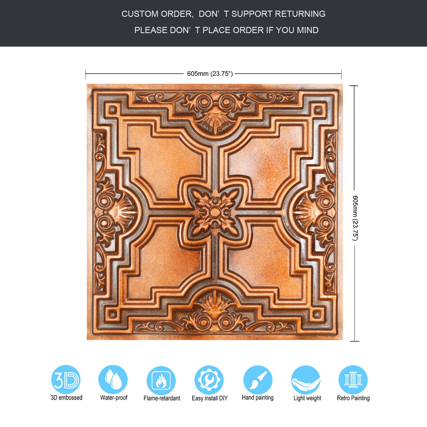 10tiles/lot Embossing Ceiling Tiles for Boutique Restaurants, Premium Lounges and Luxury Hotels PL16