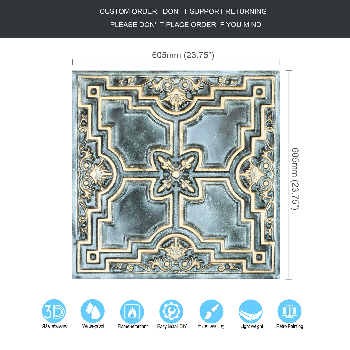 10tiles/lot Artistic Ceiling Tiles for Libraries, Museums, Craft Studios and Cultural Interiors PL16