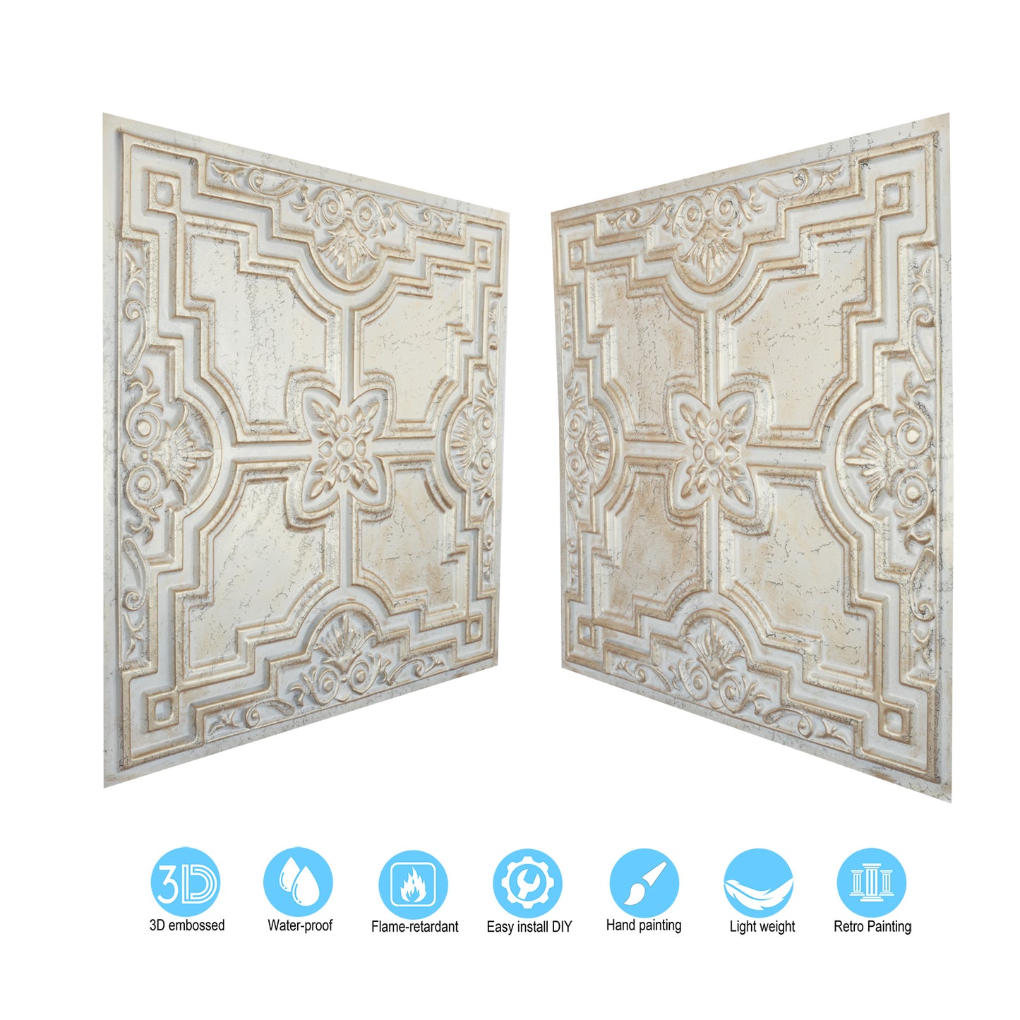 10tiles/lot Glue-Up Ceiling Tiles for Kitchen Renovations, Coffee Shops and Light-Luxury Spaces PL16