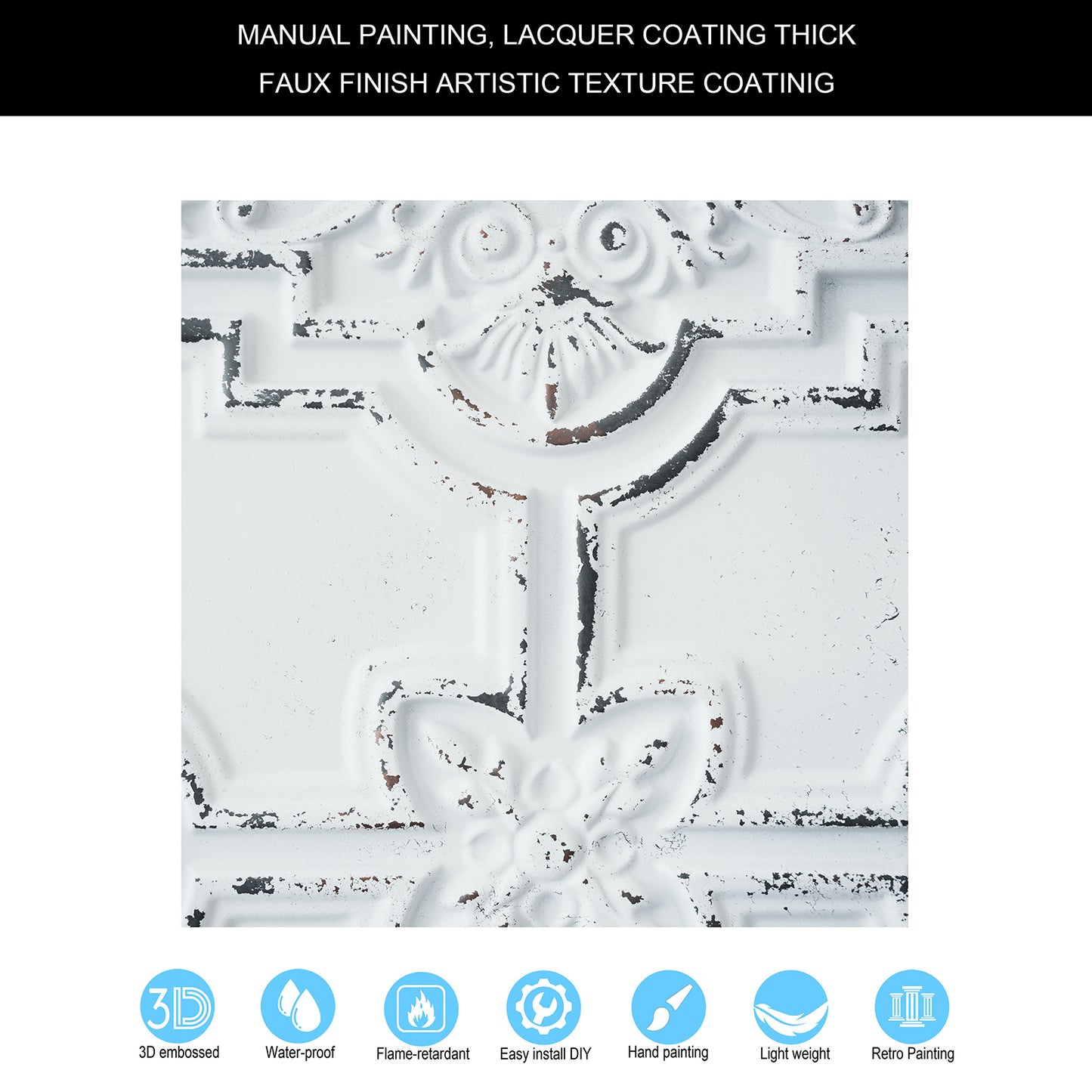 10tiles/lot Glue-Up Ceiling Tiles for Kitchen Renovations, Coffee Shops and Light-Luxury Spaces PL16