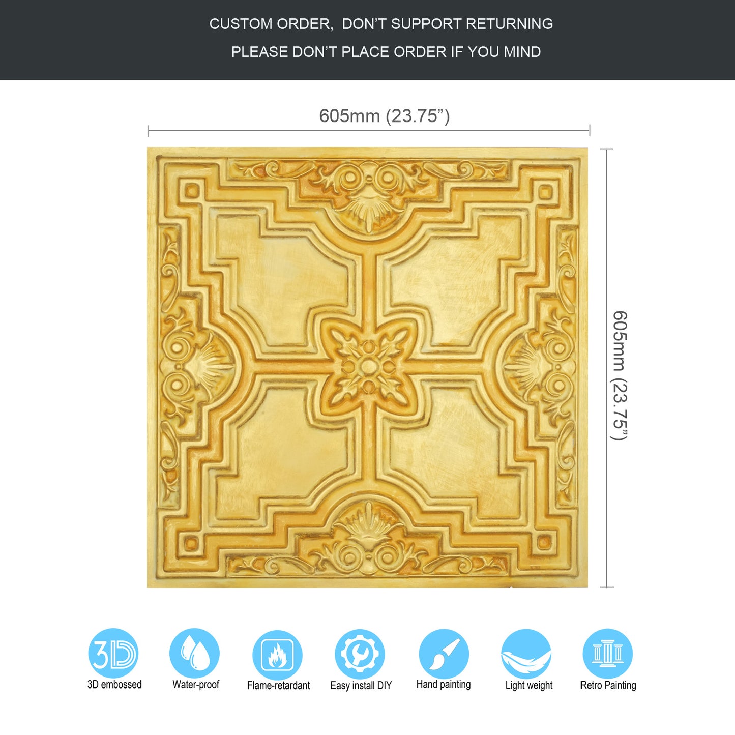 10tiles/lot Embossing Ceiling Tiles for Boutique Restaurants, Premium Lounges and Luxury Hotels PL16