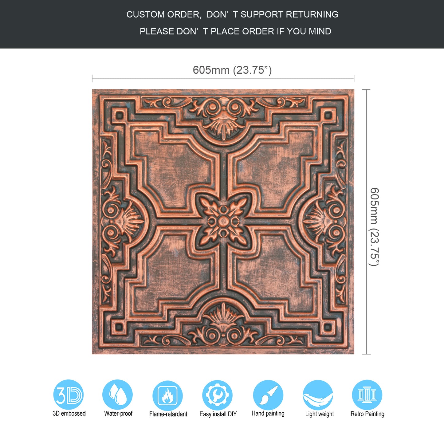 10tiles/lot Embossing Ceiling Tiles for Boutique Restaurants, Premium Lounges and Luxury Hotels PL16