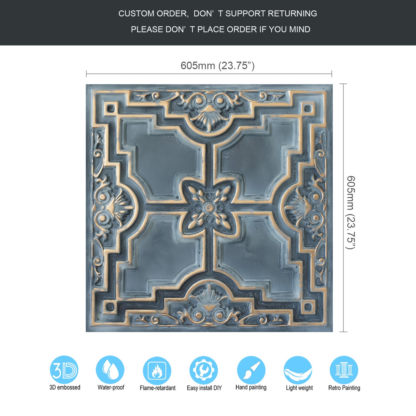 10tiles/lot Artistic Ceiling Tiles for Libraries, Museums, Craft Studios and Cultural Interiors PL16