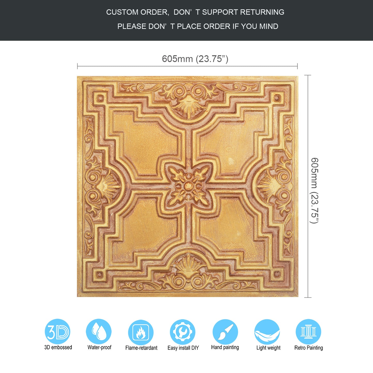 10tiles/lot Embossing Ceiling Tiles for Boutique Restaurants, Premium Lounges and Luxury Hotels PL16