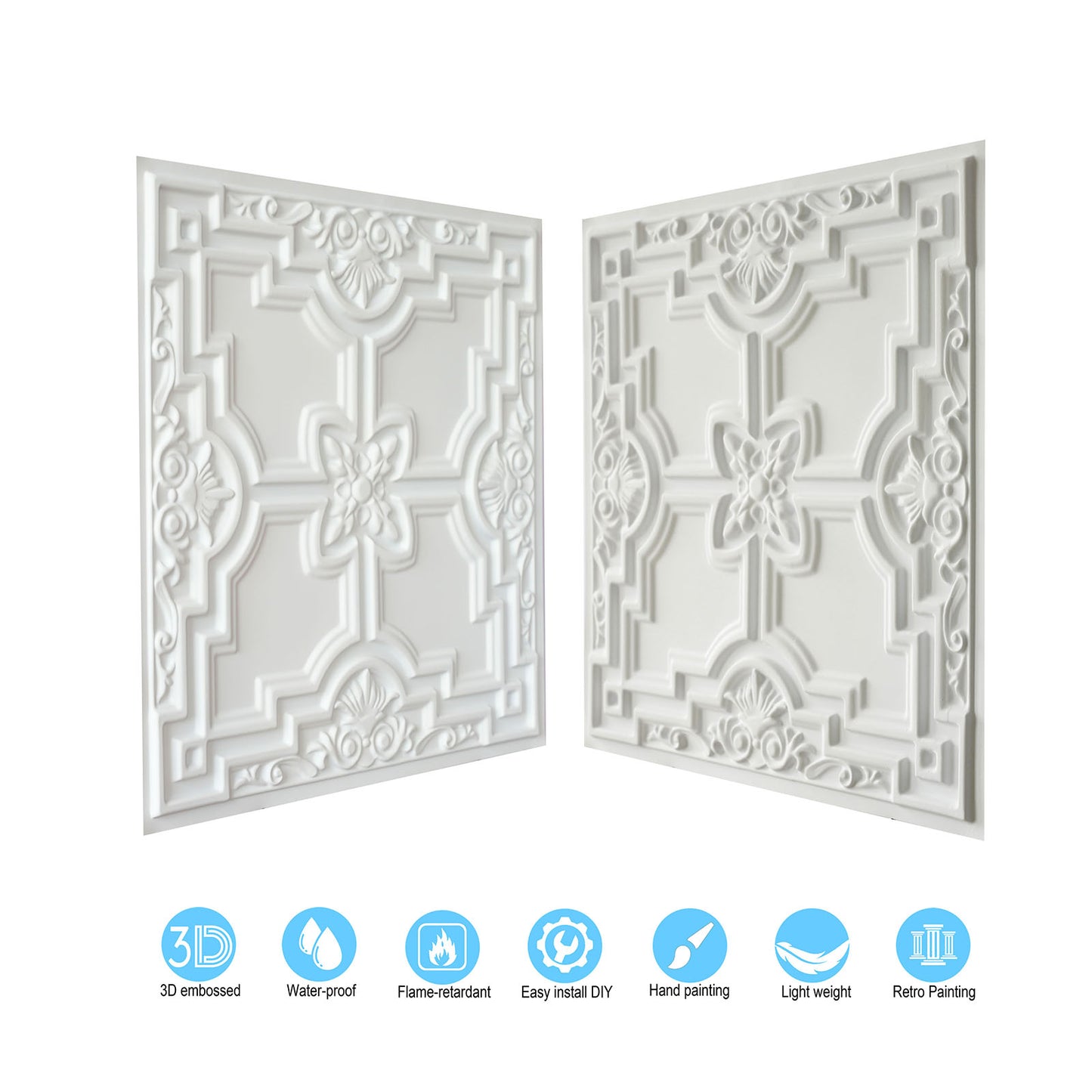 10tiles/lot Glue-Up Ceiling Tiles for Kitchen Renovations, Coffee Shops and Light-Luxury Spaces PL16