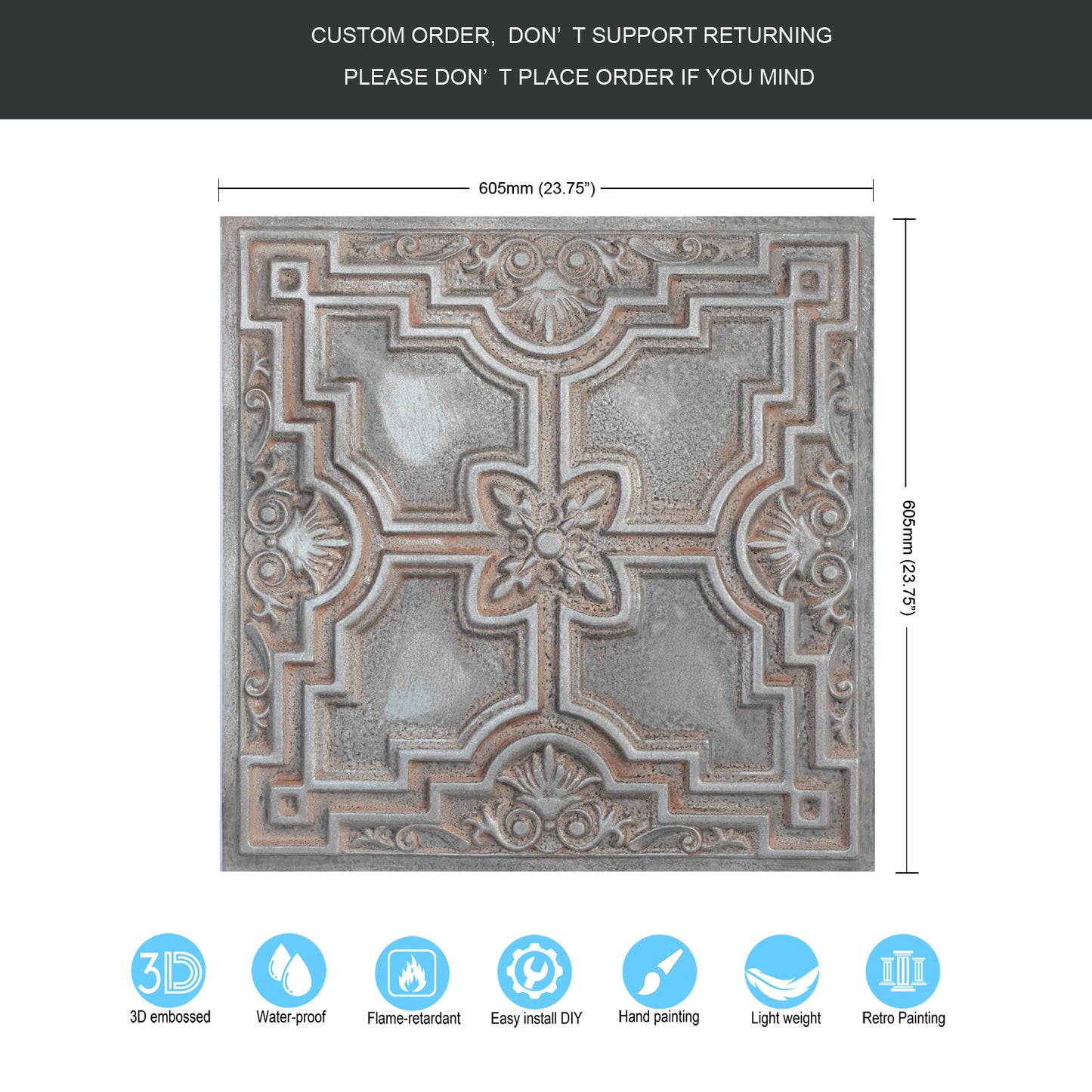 10tiles/lot Aged Ceiling Tiles for Rustic Coffee Shops, Wine Cellars and Retro-Style Spaces PL16