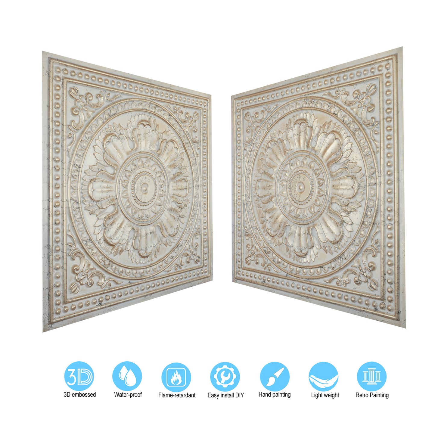 10tiles/lot Decorative Ceiling Tiles for Luxury Hotels, Villas, Salons and High-End Interiors PL17