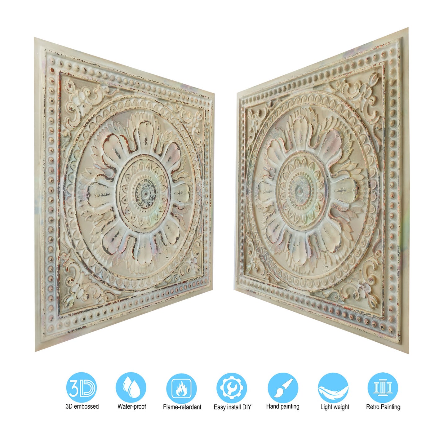 10tiles/lot Decorative Ceiling Tiles for Luxury Hotels, Villas, Salons and High-End Interiors PL17