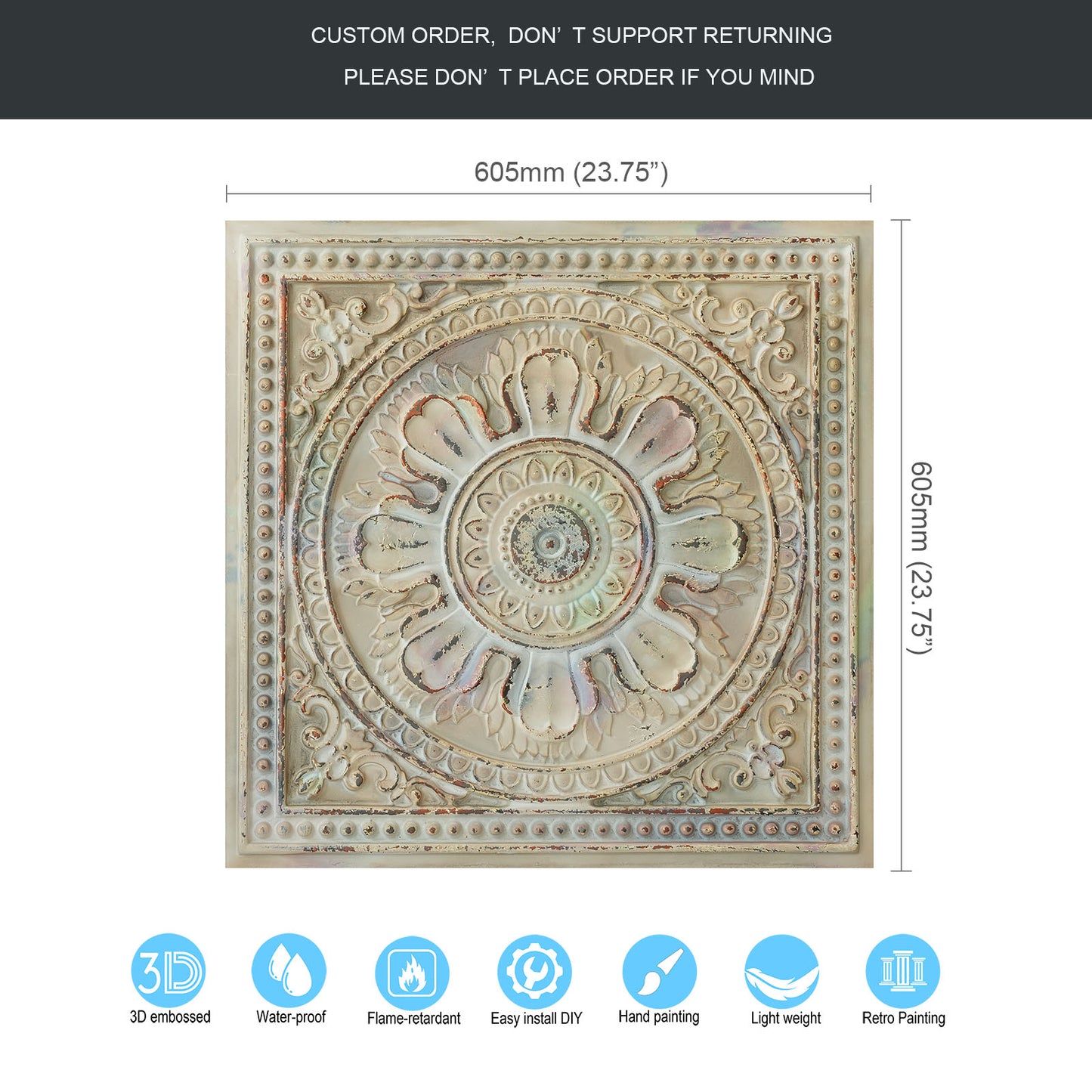 10tiles/lot Decorative Ceiling Tiles for Luxury Hotels, Villas, Salons and High-End Interiors PL17