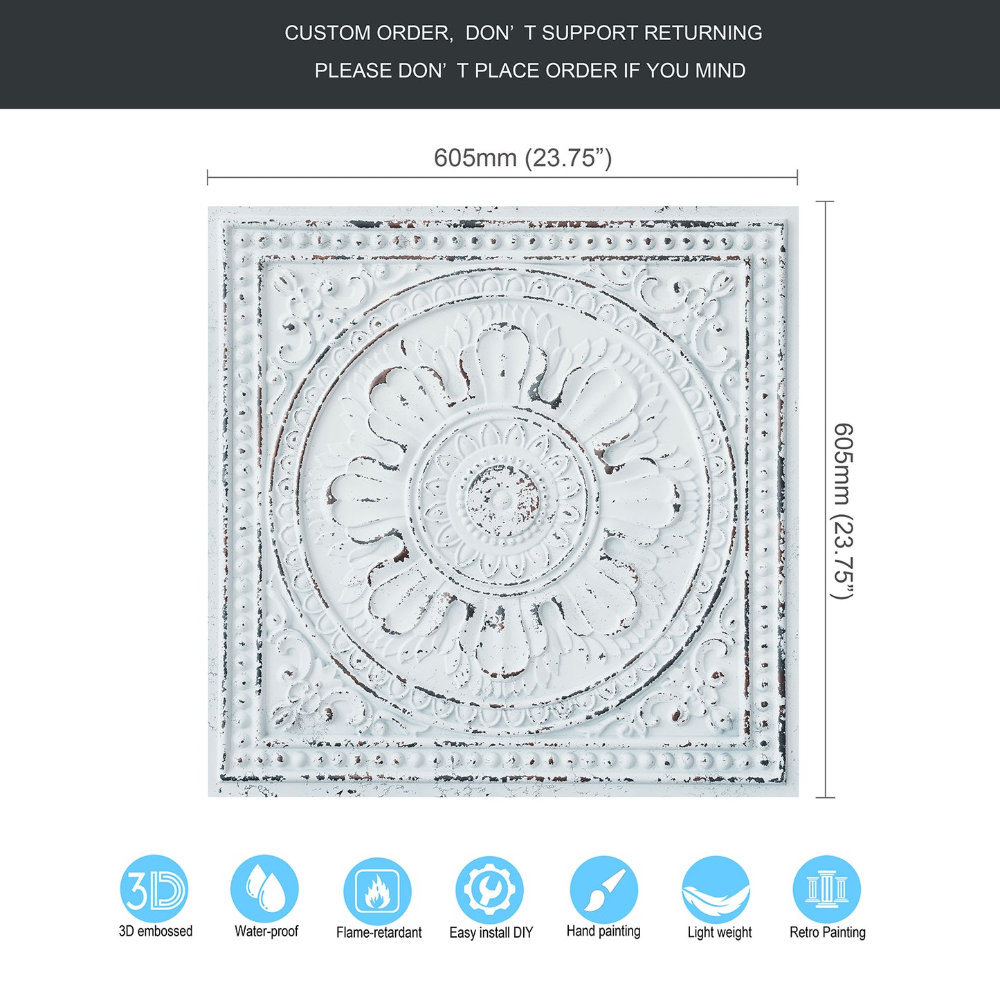 10tiles/lot Decorative Ceiling Tiles for Luxury Hotels, Villas, Salons and High-End Interiors PL17