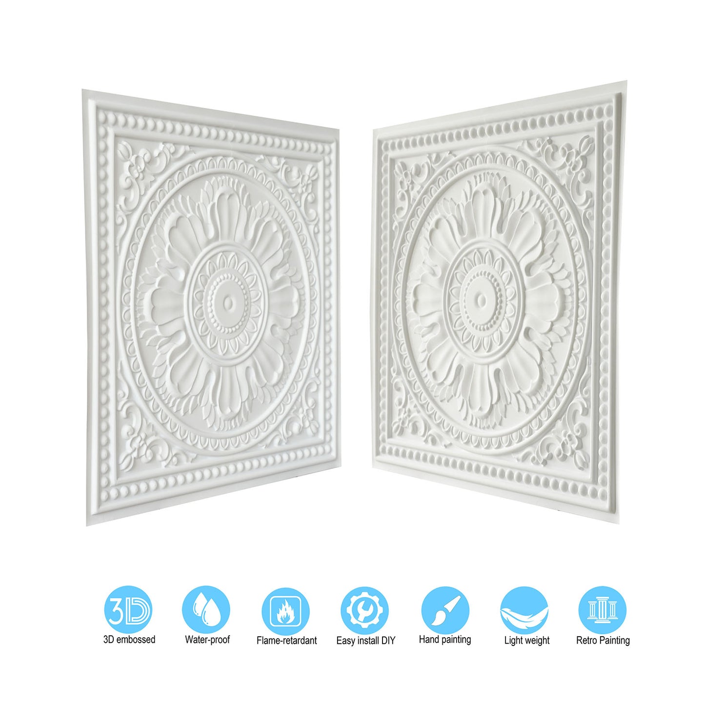 10tiles/lot Decorative Ceiling Tiles for Luxury Hotels, Villas, Salons and High-End Interiors PL17