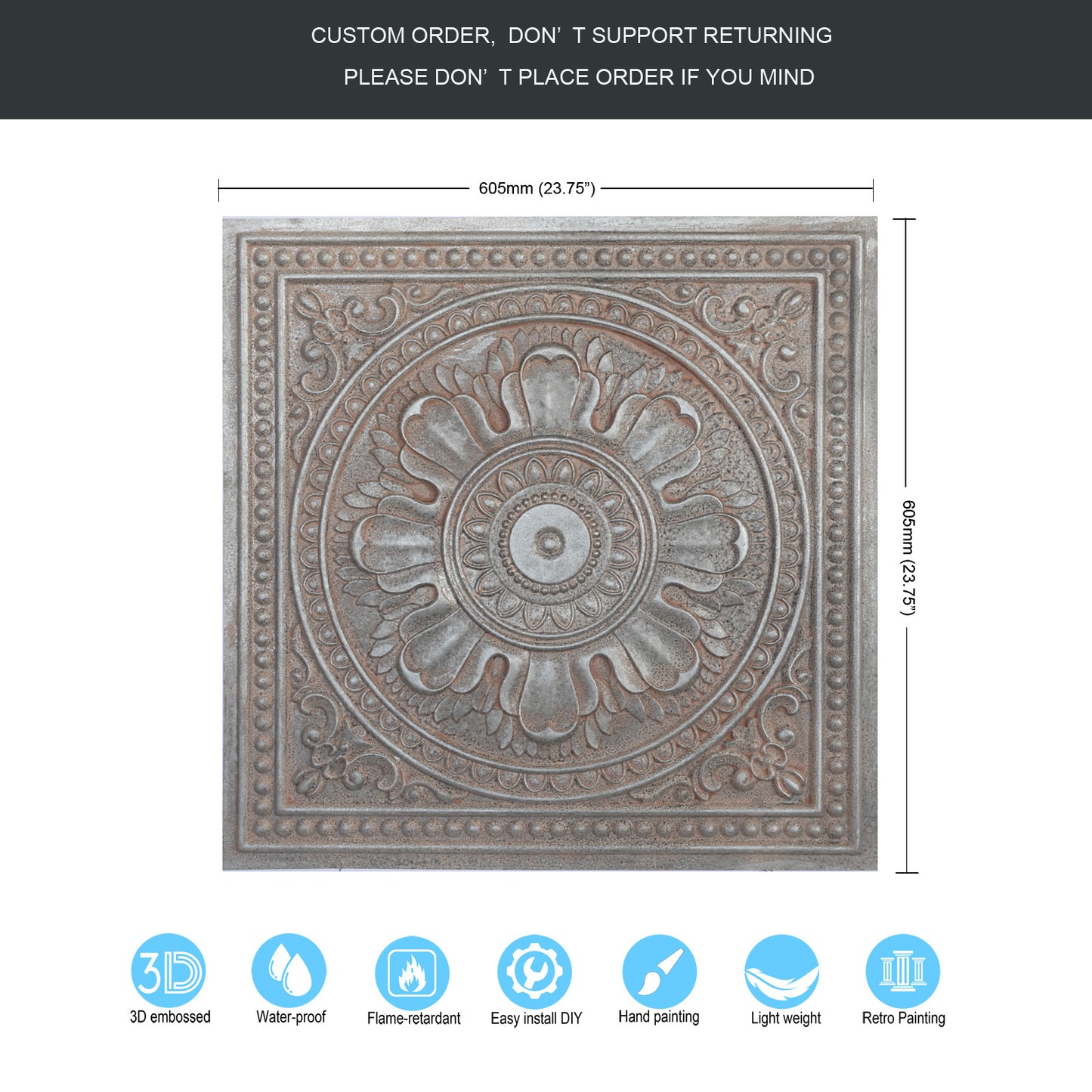 10tiles/lot Artistic Ceiling Tiles for Libraries, Museums, Craft Studios and Cultural Interiors PL17