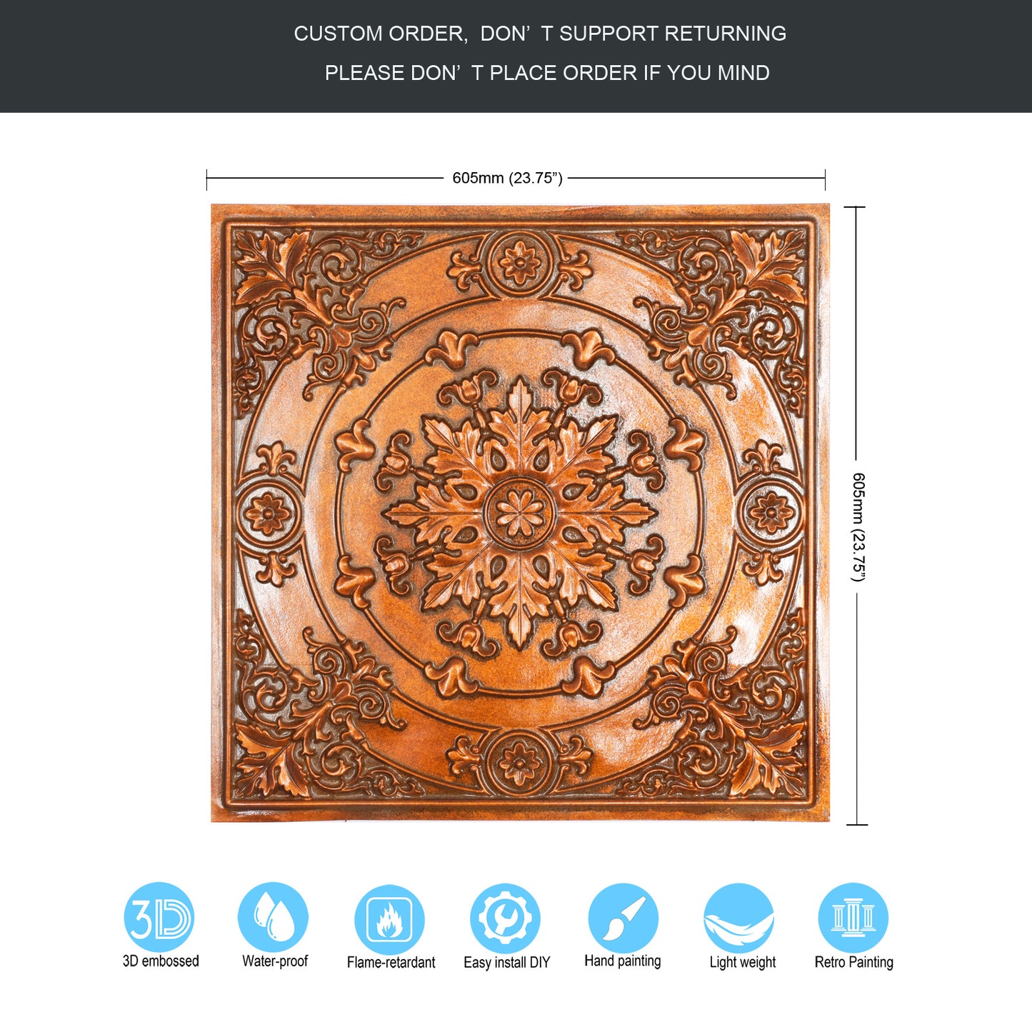 10tiles/lot Faux Tin Ceiling Panels for High-End Restaurants, Coffee Bars and Luxury Apartments PL18