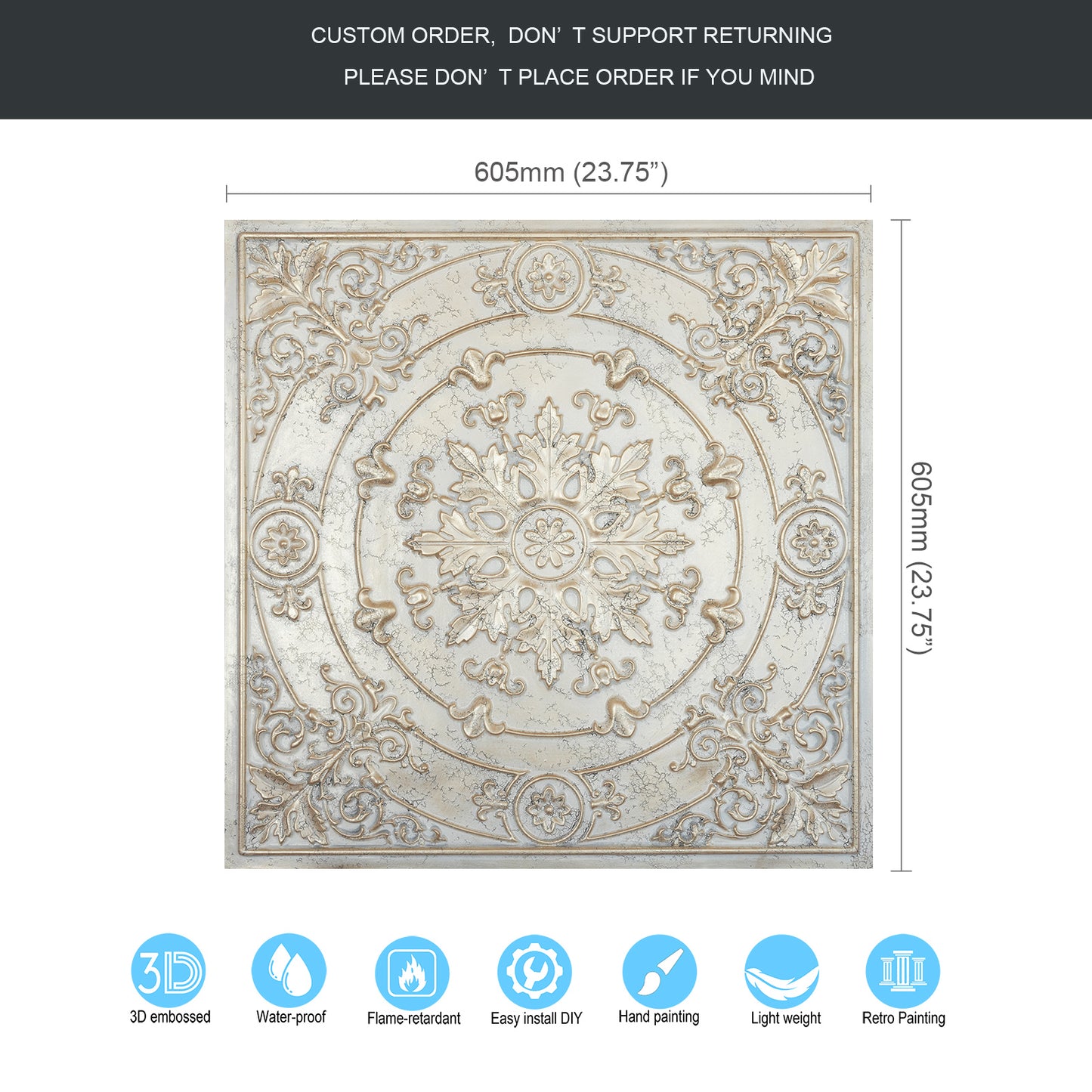 10tiles/lot Pressed Faux Tin Ceiling Tiles for Heritage Bars, Vintage Restaurants and Boutique Hotels PL18