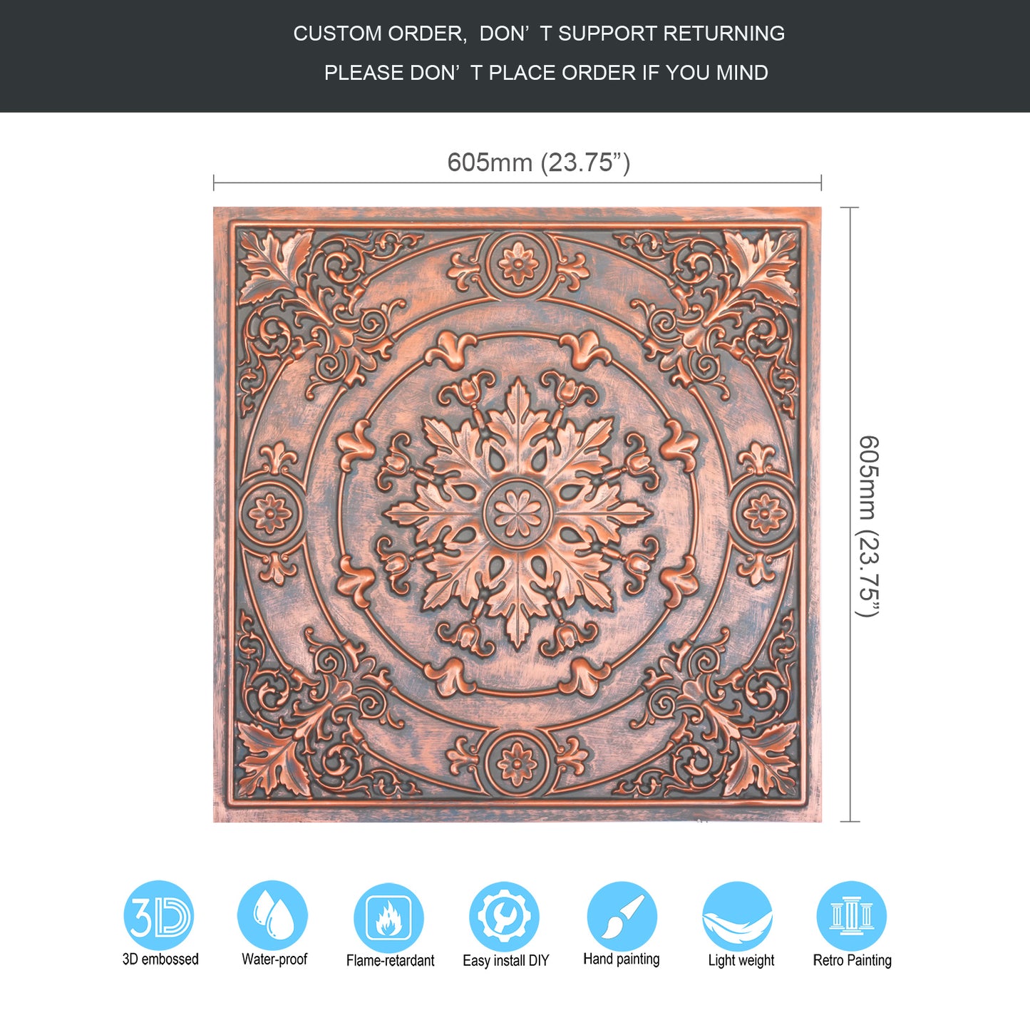 10tiles/lot Faux Tin Ceiling Panels for High-End Restaurants, Coffee Bars and Luxury Apartments PL18