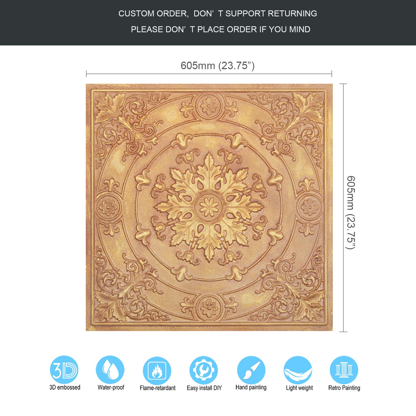 10tiles/lot Faux Tin Ceiling Panels for High-End Restaurants, Coffee Bars and Luxury Apartments PL18