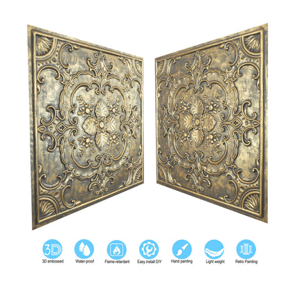 10tiles/lot Textured PVC Ceiling Tiles for Light-Luxury Restaurants, Salons and Beauty Studios PL19