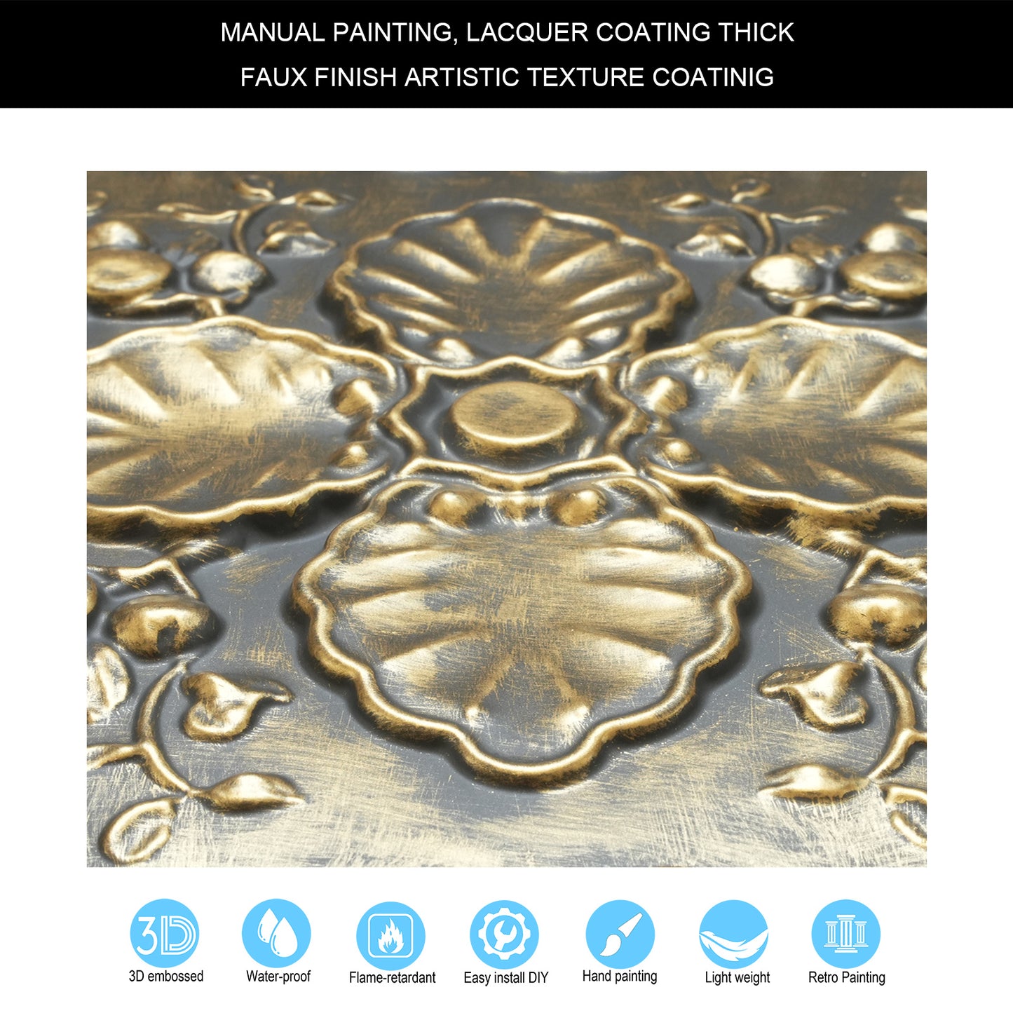 10tiles/lot Textured PVC Ceiling Tiles for Light-Luxury Restaurants, Salons and Beauty Studios PL19