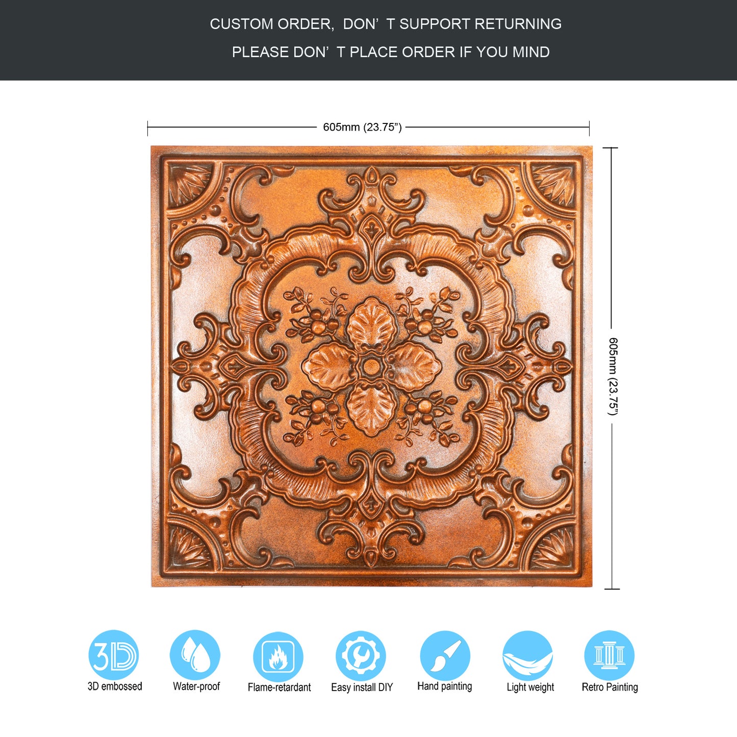 10tiles/lot Tin Ceiling Tiles for Book Cafés, Literary Stores and Creative Cultural Spaces PL19