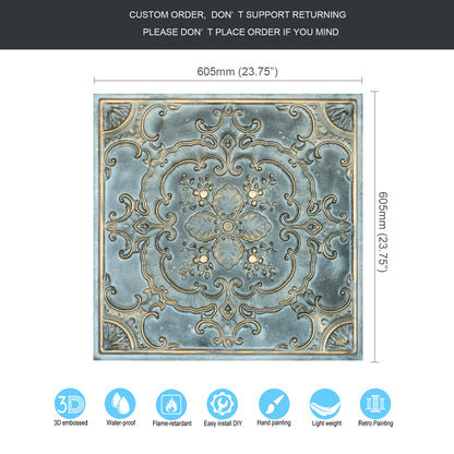 10tiles/lot Textured PVC Ceiling Tiles for Light-Luxury Restaurants, Salons and Beauty Studios PL19