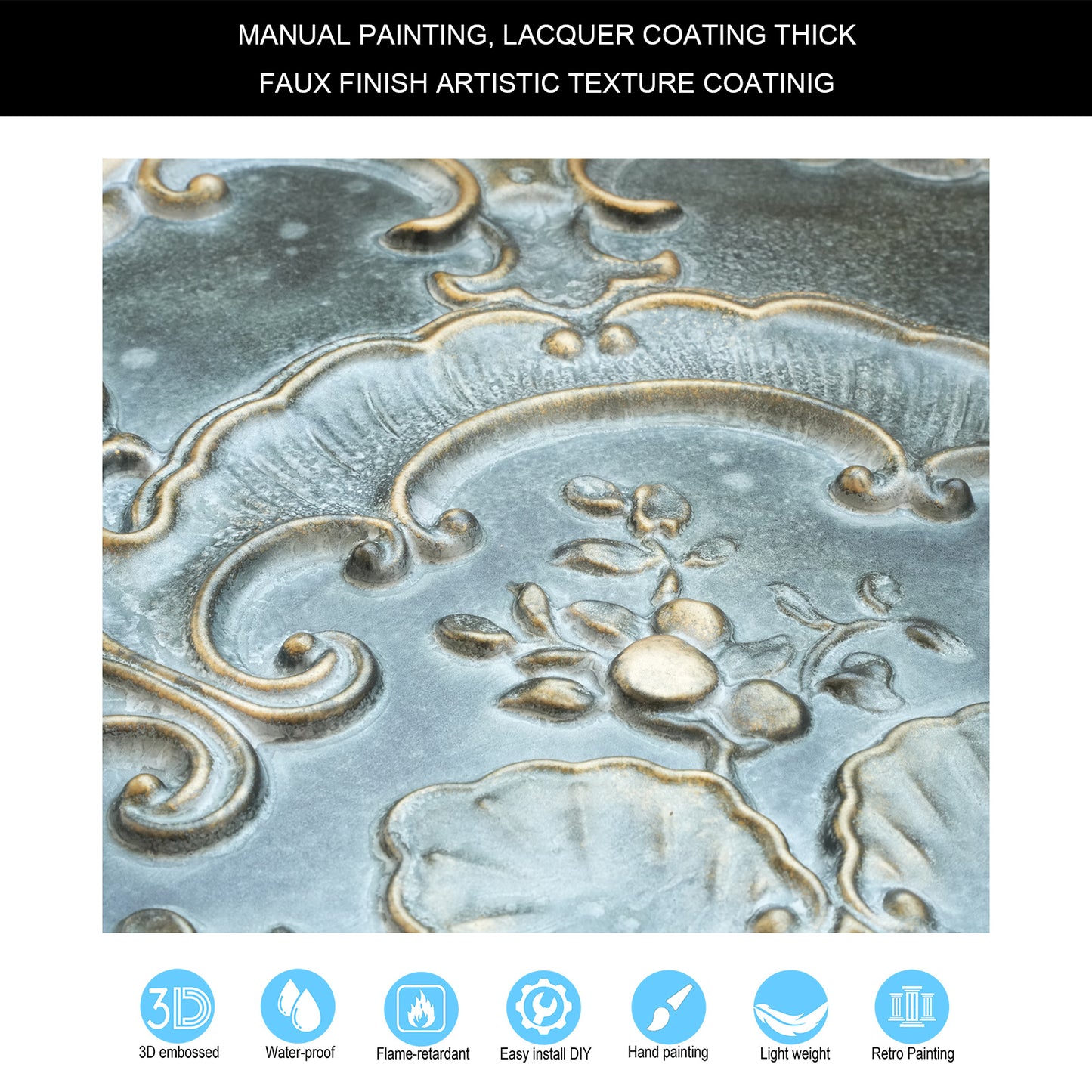 10tiles/lot Textured PVC Ceiling Tiles for Light-Luxury Restaurants, Salons and Beauty Studios PL19