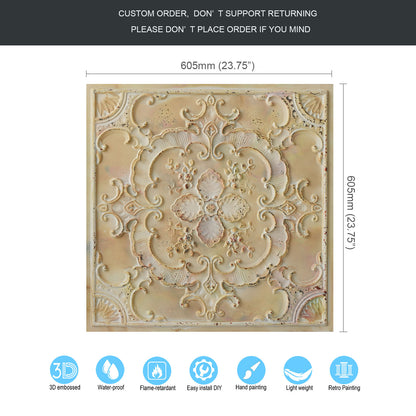 10tiles/lot Textured PVC Ceiling Tiles for Light-Luxury Restaurants, Salons and Beauty Studios PL19