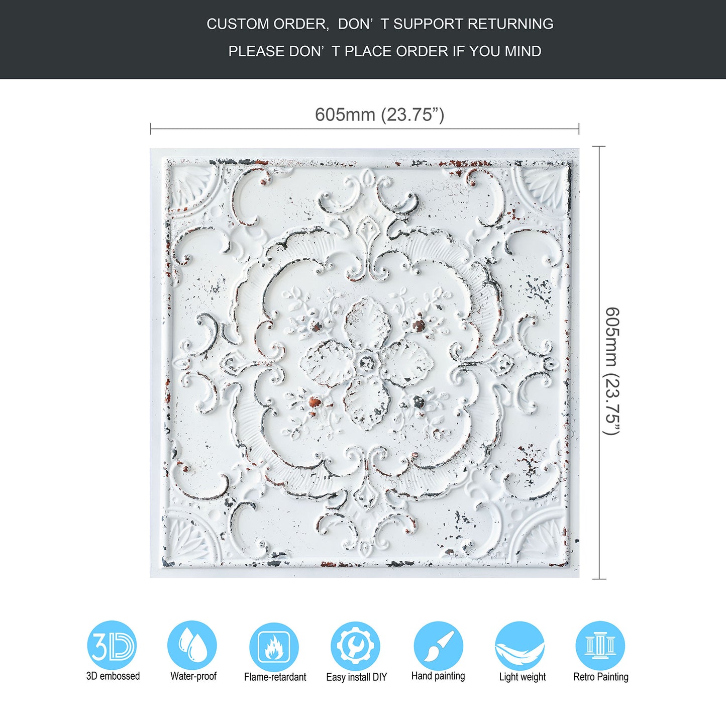 10tiles/lot Classic Victorian Ceiling Tiles for Boutique Hotels, Heritage Inns and Luxury Villas PL19