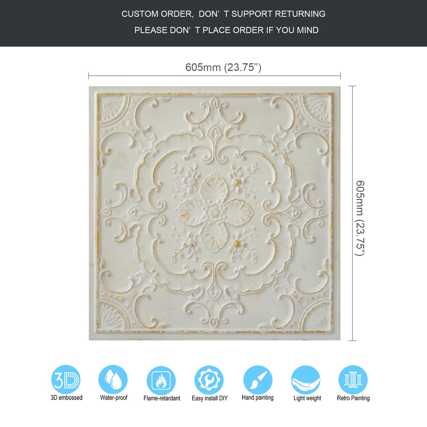 10tiles/lot Classic Victorian Ceiling Tiles for Boutique Hotels, Heritage Inns and Luxury Villas PL19