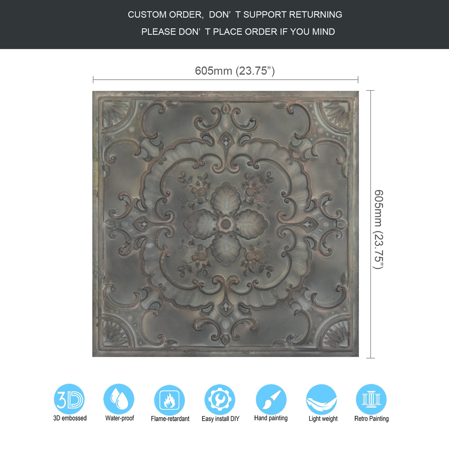 10tiles/lot Vintage-Style Ceiling Tiles for Elegant Restaurants, Coffee Houses and Hospitality Spaces PL19