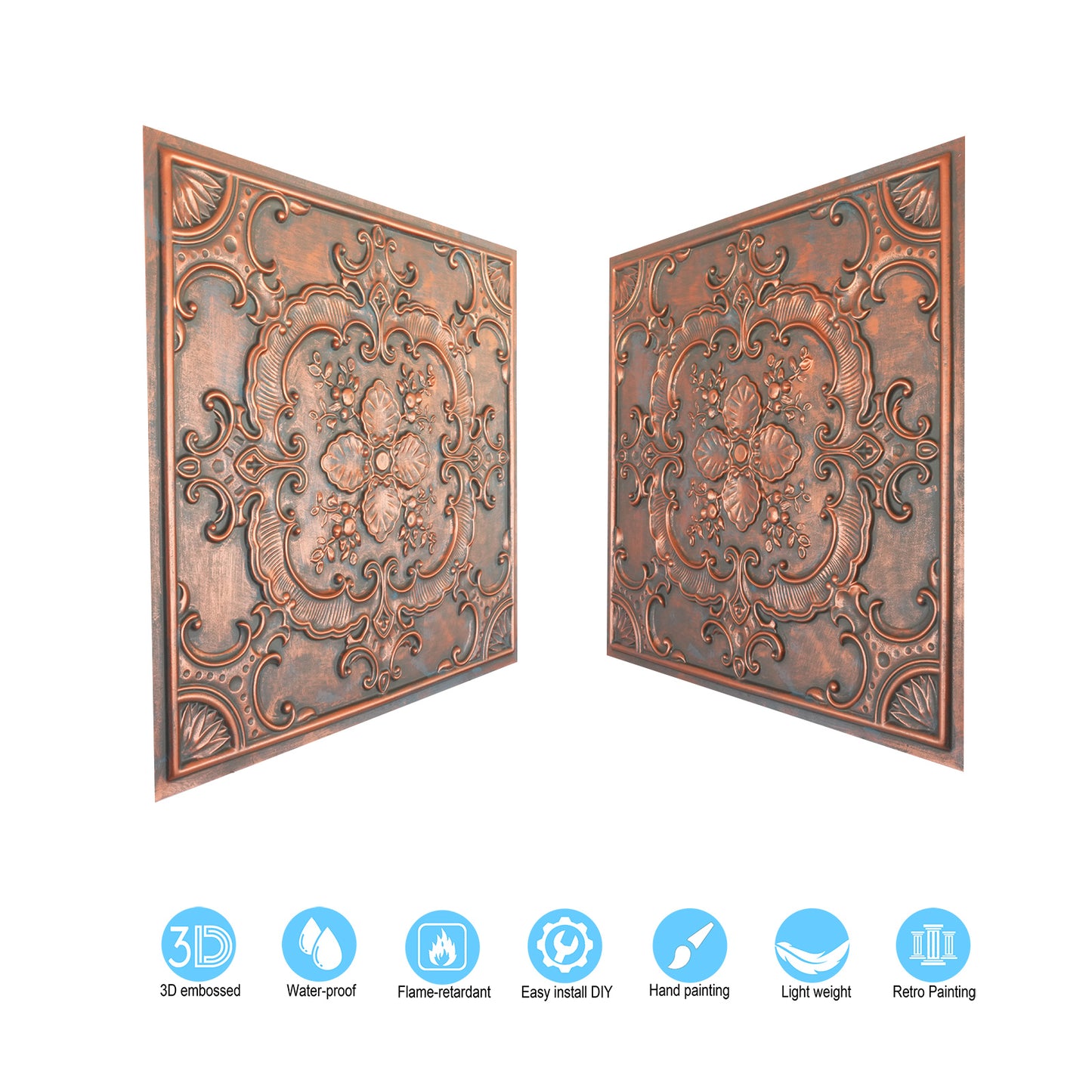 10tiles/lot Tin Ceiling Tiles for Book Cafés, Literary Stores and Creative Cultural Spaces PL19