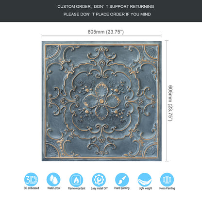 10tiles/lot Textured PVC Ceiling Tiles for Light-Luxury Restaurants, Salons and Beauty Studios PL19