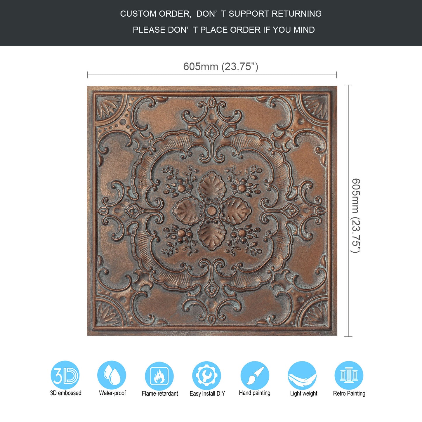 10tiles/lot Vintage-Style Ceiling Tiles for Elegant Restaurants, Coffee Houses and Hospitality Spaces PL19