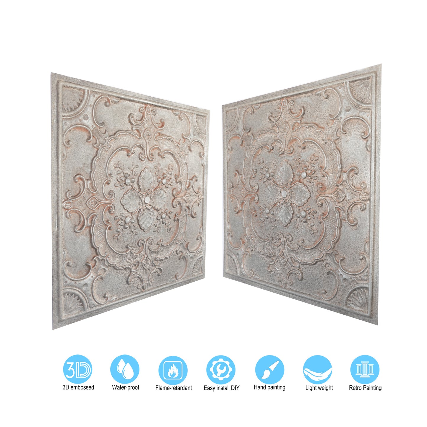 10tiles/lot Vintage-Style Ceiling Tiles for Elegant Restaurants, Coffee Houses and Hospitality Spaces PL19