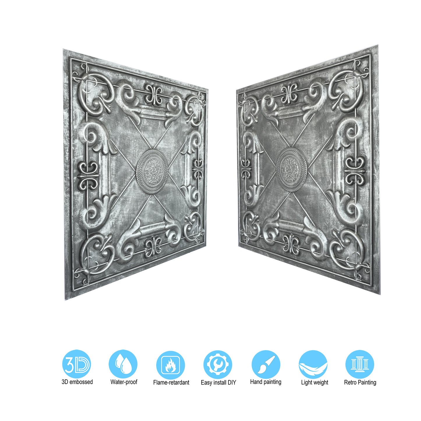 10tiles/lot Faux Tin Drop-In Tiles for Premium Restaurants, Meeting Rooms and Hotel Lobbies PL22